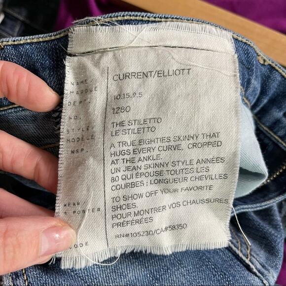 Current/Elliott Paint Splatter Stiletto Distressed Jeans 26 - Picture 12 of 14